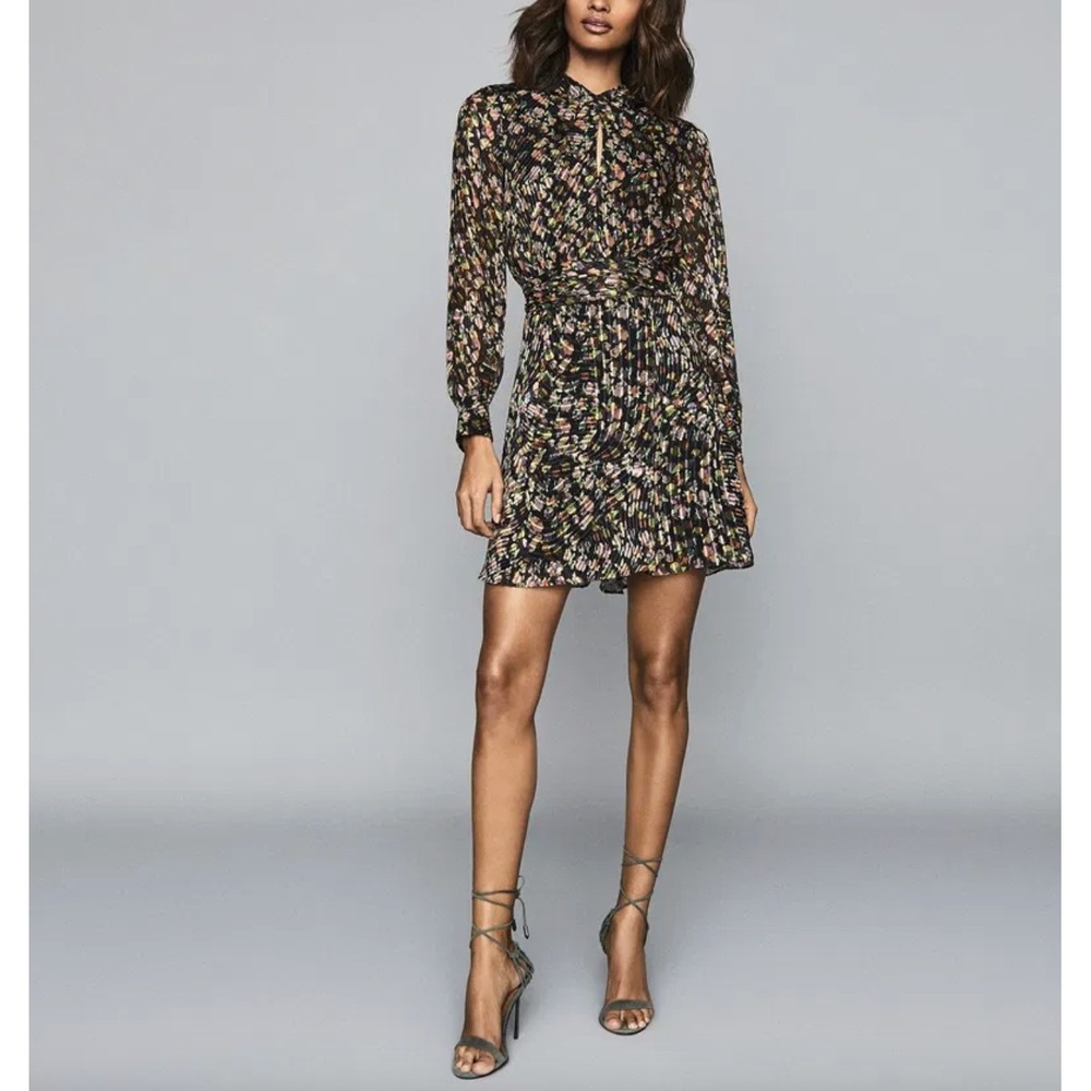 REISS Phillippa Silk Blend Burnout‎ Mini Dress